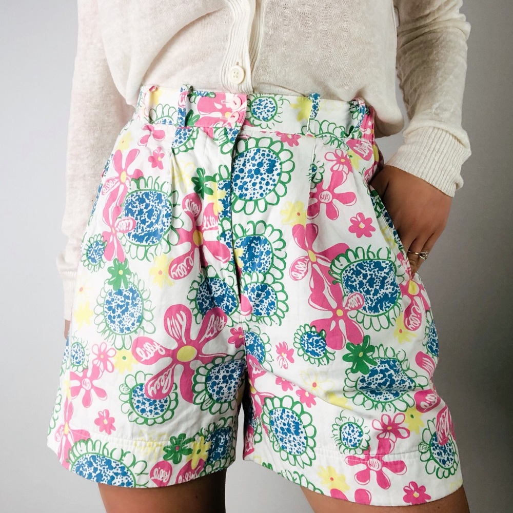 VINTAGE LILLY PULITZER High Rise Pleat Front Short